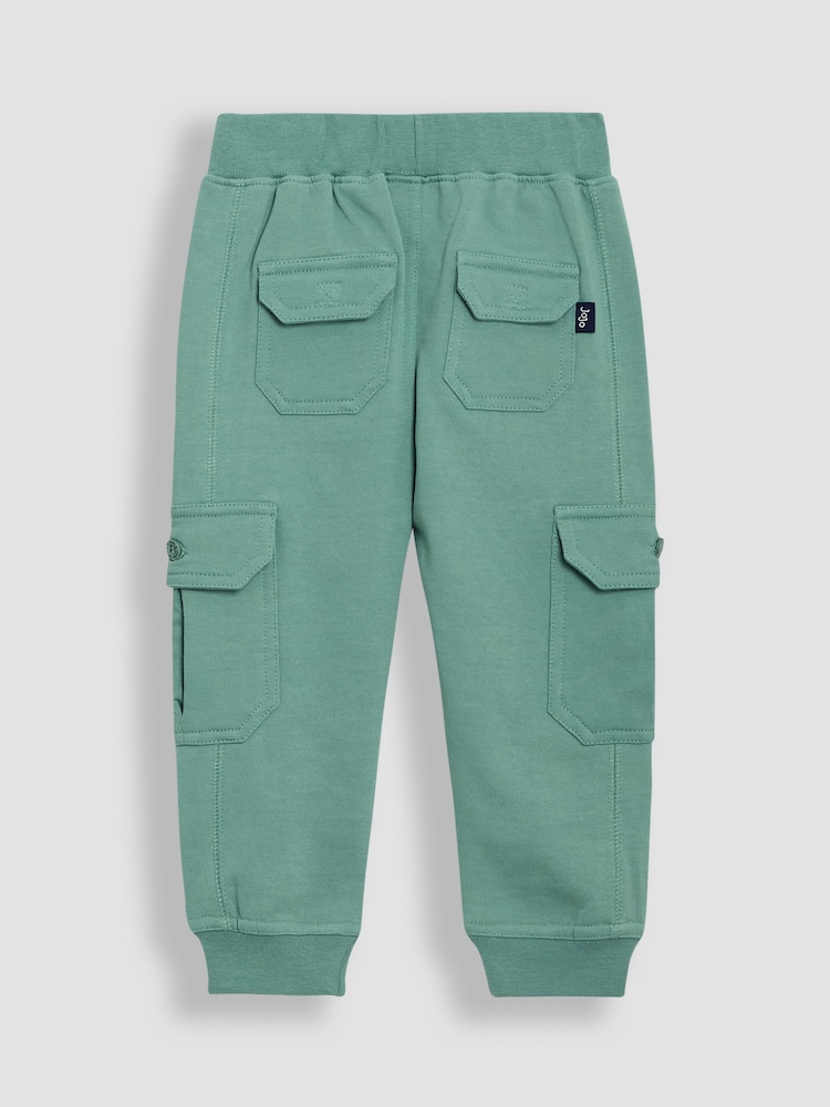 JoJo Maman Bébé Natural Dino Appliqué Sweatshirt & Cargo Joggers Set - Image 5 of 6