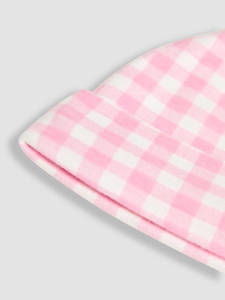 JoJo Maman Bébé Pink Gingham Baby Hat - Image 3 of 3