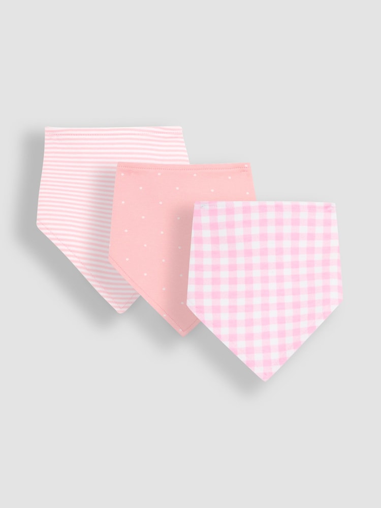 JoJo Maman Bébé Pink Dribble Bibs 3 Pack - Image 1 of 7