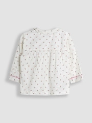 JoJo Maman Bébé Cream Rose Print Classic Woven Pyjamas - Image 3 of 6
