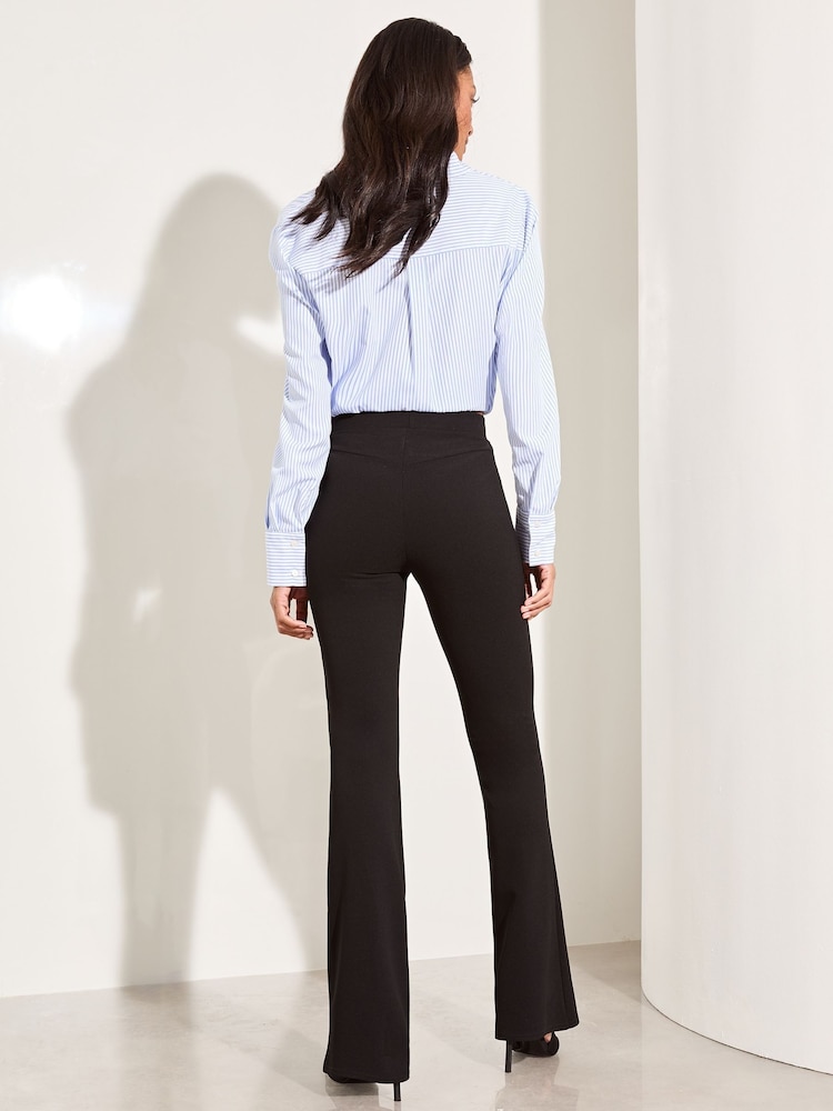 Lipsy Black Petite High Waisted Contour Bootleg Flared Trousers - Image 4 of 4