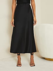 Lipsy Black Midi Satin Skirt - Image 4 of 4