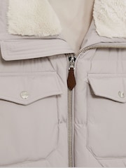 Reiss Grey Misty Faux-Fur Collar Puffer Jacket - Image 7 of 7