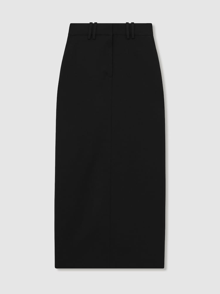 Reiss Black Brittany Wool-Blend Tailored Pencil Skirt - Image 2 of 7