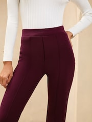 Lipsy Burgundy Red High Waisted Contour Bootleg Flared Trousers - Image 2 of 4