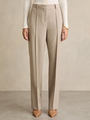 Reiss Neutral Brittany Petite Straight-Leg Textured  Wool-Blend Suit Trousers - Image 3 of 7