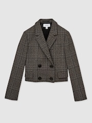 Reiss Vienna Double-Breasted Tweed Cropped Blazer - Image 3 of 9