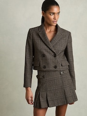 Reiss Vienna Double-Breasted Tweed Cropped Blazer - Image 5 of 9