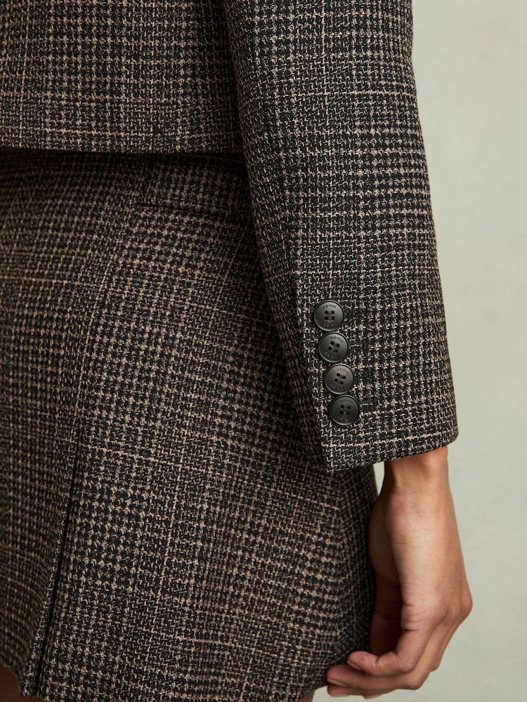 Reiss Vienna Double-Breasted Tweed Cropped Blazer - Image 6 of 9