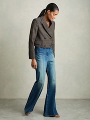 Reiss Vienna Double-Breasted Tweed Cropped Blazer - Image 8 of 9