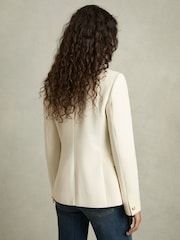 Reiss White Tally Tailored Fit Textured Double Breasted Blazer - Image 5 of 6