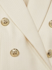 Reiss White Tally Tailored Fit Textured Double Breasted Blazer - Image 6 of 6