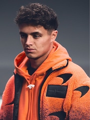 Reiss Papaya Orange/Purple Drift McLaren F1 Team Ombré Fleece Jacket Unisex Fit - Image 1 of 10