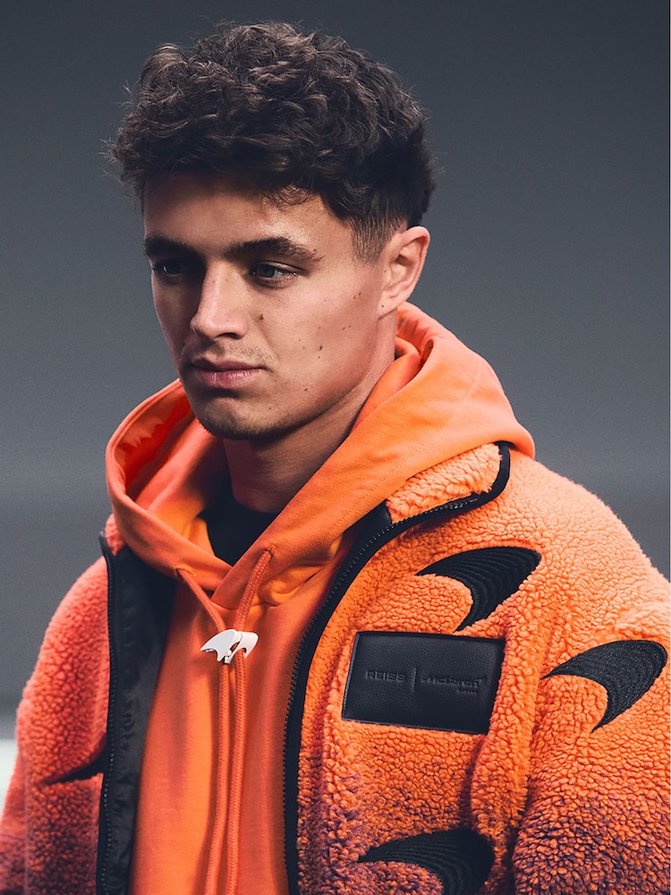 Reiss Papaya Orange/Purple Drift McLaren F1 Team Ombré Fleece Jacket Unisex Fit - Image 1 of 10