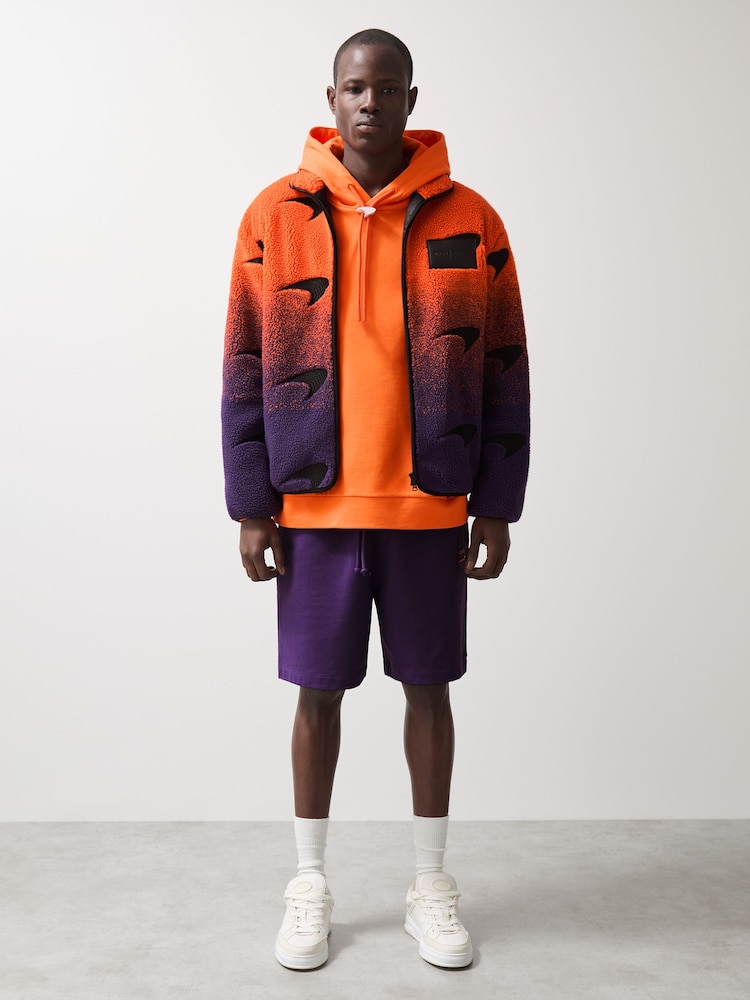 Reiss Papaya Orange/Purple Drift McLaren F1 Team Ombré Fleece Jacket Unisex Fit - Image 4 of 10