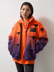 Reiss Papaya Orange/Purple Drift McLaren F1 Team Ombré Fleece Jacket Unisex Fit - Image 7 of 10