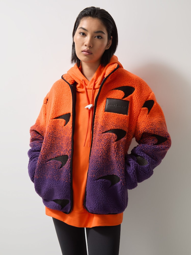Reiss Papaya Orange/Purple Drift McLaren F1 Team Ombré Fleece Jacket Unisex Fit - Image 7 of 10