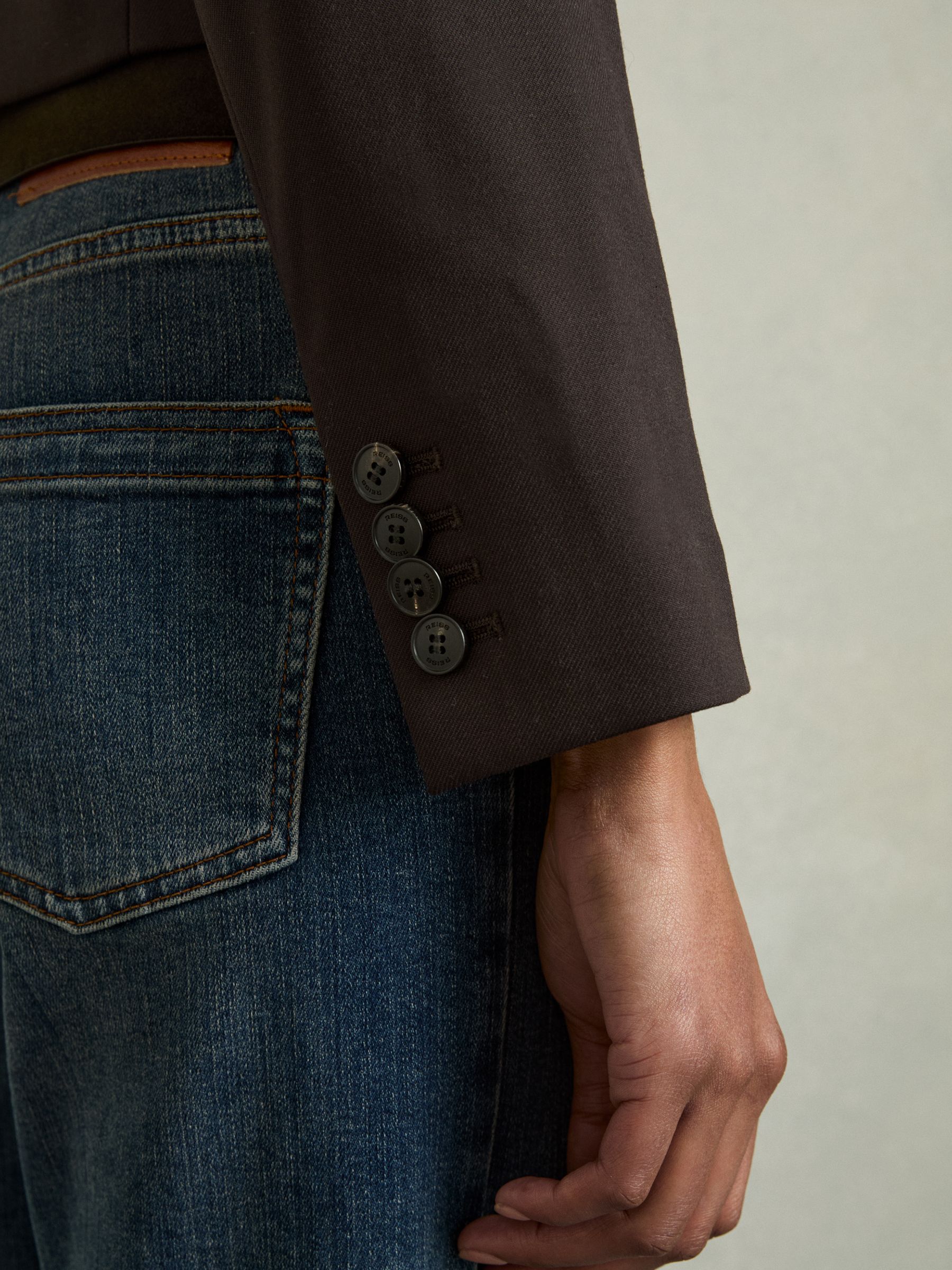 【海外限定】REISSブレザー☆Orianna Cropped Wool Rich Blazer, Buy Reiss Chocolate Brown Orianna Double-Breasted Cropped