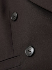 Reiss Chocolate Brown Orianna Double-Breasted Cropped Blazer Wool-Blend - Image 7 of 7