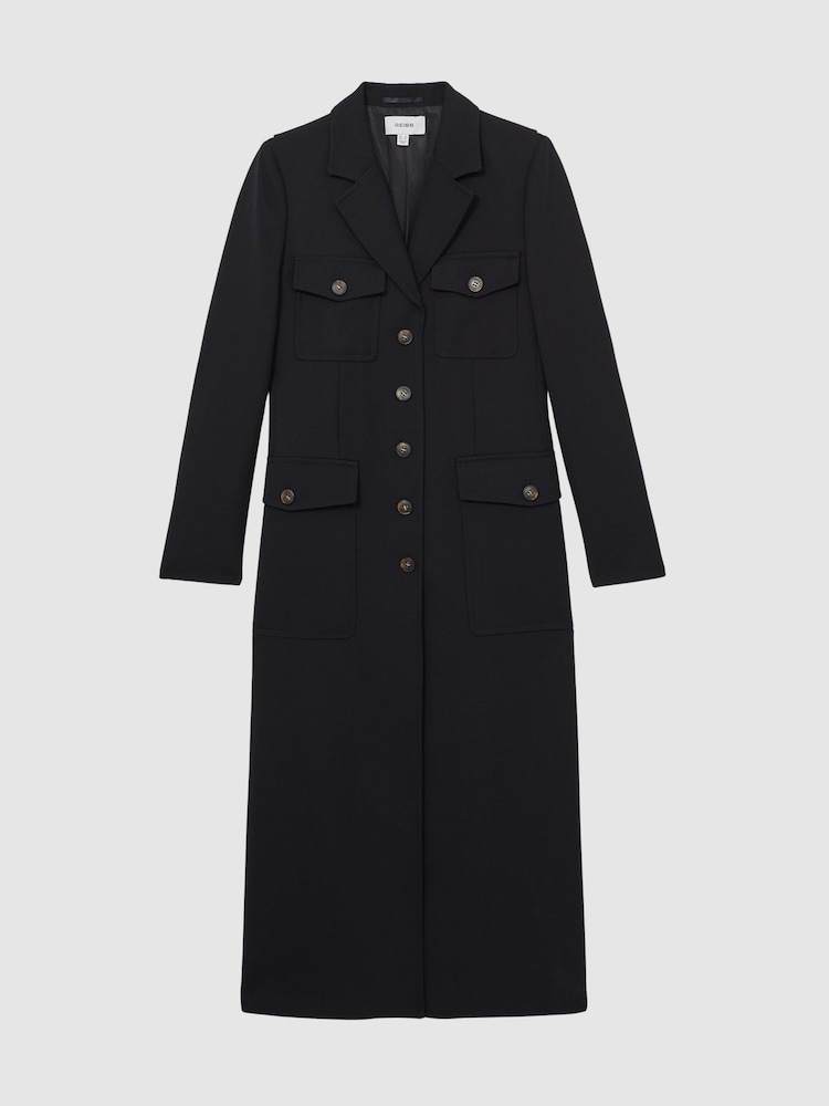 Reiss Navy Madison Petite Wool-Blend Single-Breasted Coat - Image 2 of 7