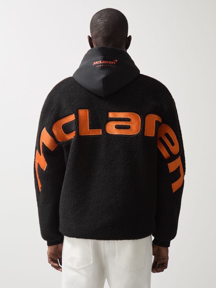 Noir - Reiss Snoop McLaren F1 Team Embroidered Fleece Jacket Unisex Fit - Image 6 of 10