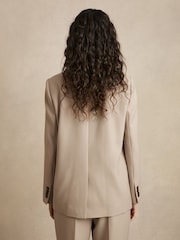 Reiss Neutral Brittany Petite Single-Breasted Textured Suit Jacket Wool-Blend - Image 5 of 7