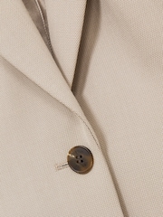 Reiss Neutral Brittany Petite Single-Breasted Textured Suit Jacket Wool-Blend - Image 6 of 7