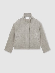 Reiss Grey Phillipa Wool Funnel-Neck Bomber Jacket - Image 2 of 7