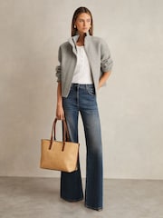Reiss Grey Phillipa Wool Funnel-Neck Bomber Jacket - Image 3 of 7