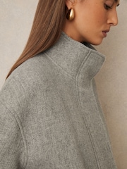 Reiss Grey Phillipa Wool Funnel-Neck Bomber Jacket - Image 4 of 7