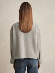 Reiss Grey Phillipa Wool Funnel-Neck Bomber Jacket - Image 5 of 7
