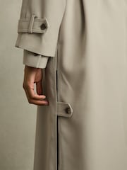 Reiss Neutral Maddox Wool-Blend Double-Breasted Trench Coat - Image 4 of 6