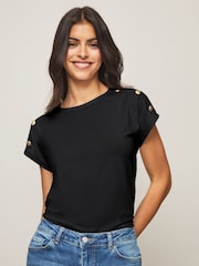 Lipsy Black Round Neck T-Shirt - Image 3 of 5
