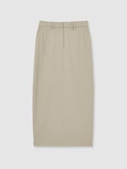 Reiss Neutral Brittany Wool-Blend Tailored Pencil Skirt - Image 2 of 6