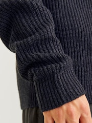 JACK & JONES Blue Knitted Zip-Up Cardigan - Image 4 of 5