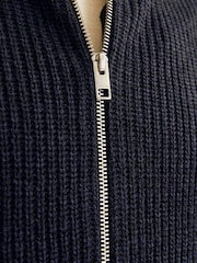 JACK & JONES Blue Knitted Zip-Up Cardigan - Image 5 of 5