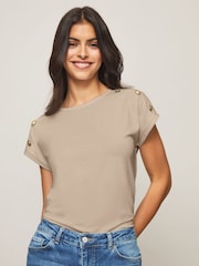 Lipsy Camel Round Neck T-Shirt - Image 1 of 5