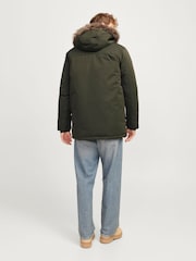 JACK & JONES Green Parka Coat With Faux Fur Jackets - Image 2 of 6