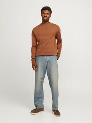 JACK & JONES Brown Ribbed Turtle Neck Knitted Jumper - Image 1 of 6