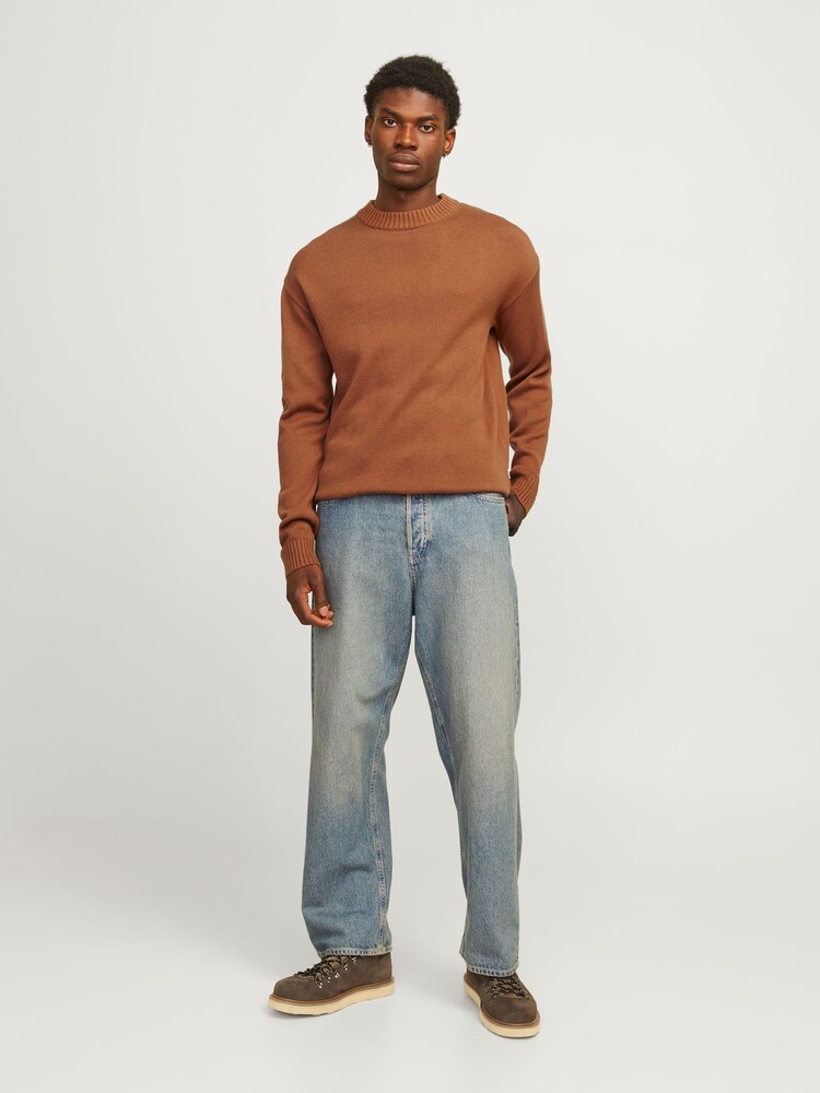 JACK & JONES Brown Ribbed Turtle Neck Knitted Jumper - Image 1 of 6