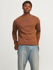 JACK & JONES Brown Ribbed Turtle Neck Knitted Jumper - Image 3 of 6