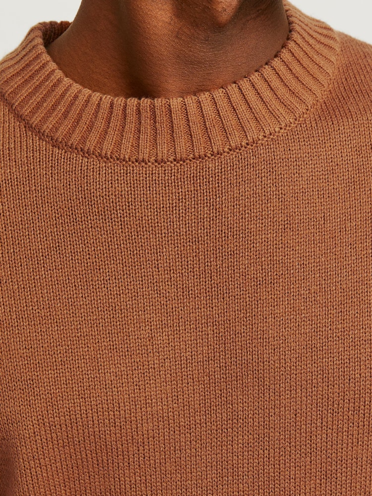 JACK & JONES Brown Ribbed Turtle Neck Knitted Jumper - Image 6 of 6