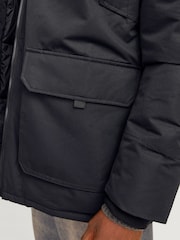 JACK & JONES Black Parka Coat With Faux Fur Jackets - Image 5 of 8