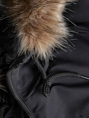 JACK & JONES Black Parka Coat With Faux Fur Jackets - Image 8 of 8