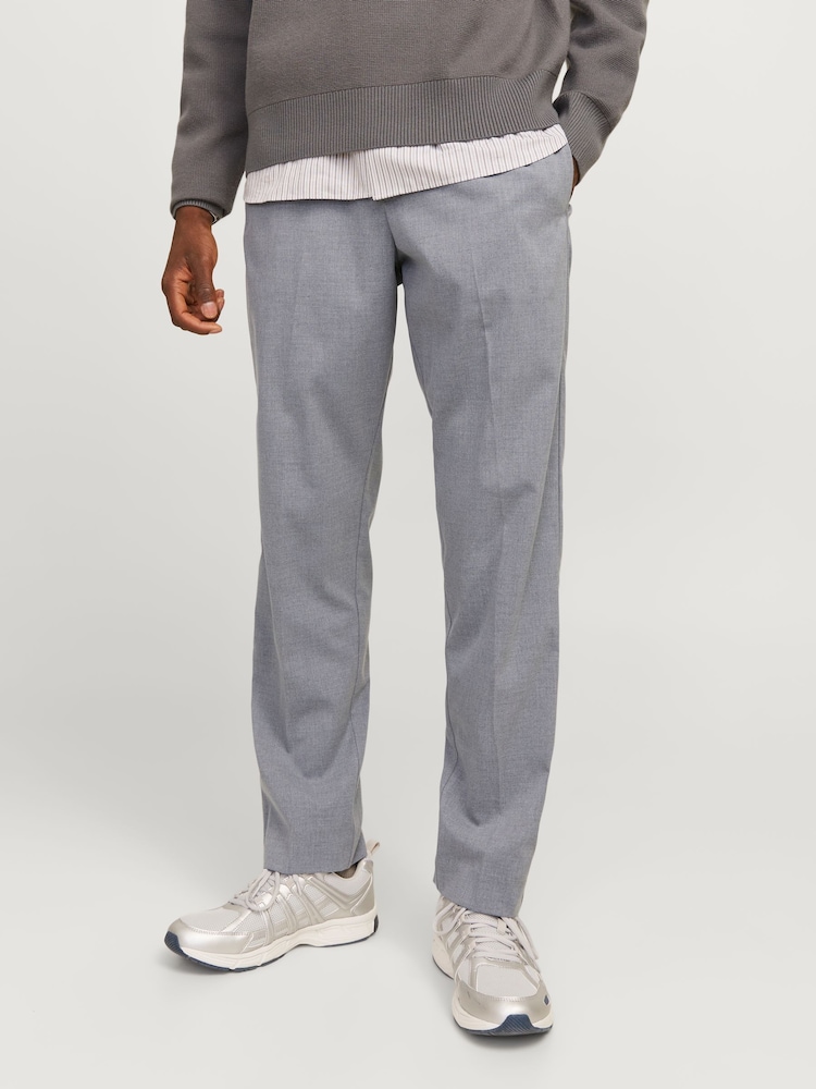 JACK & JONES Grey Drawstring Relaxed Fit Trousers - Image 1 of 7