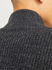 JACK & JONES Grey Knitted Zip-Up Cardigan - Image 4 of 5