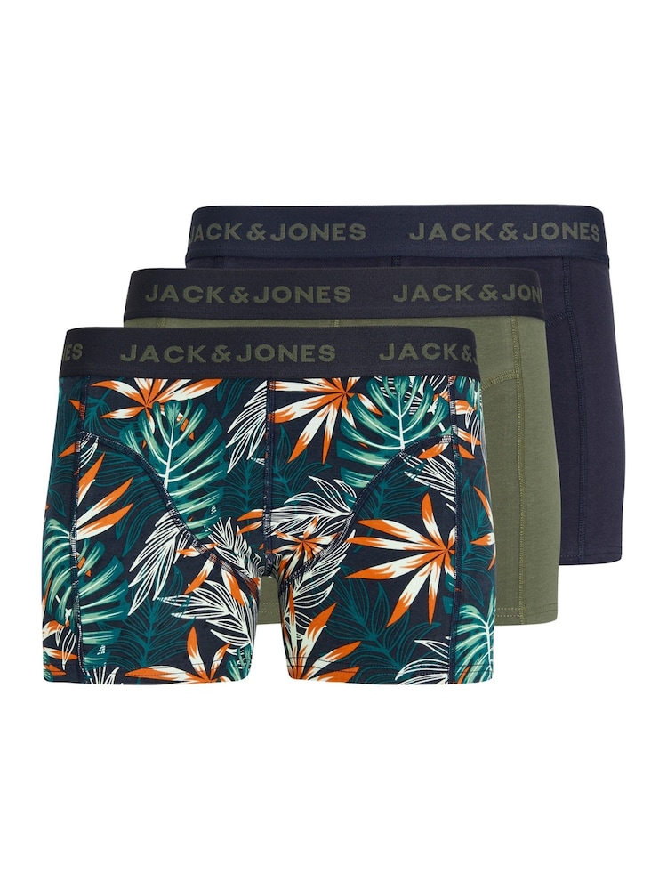 JACK & JONES Green Boxers 3 Pack - Image 1 of 9