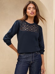 Lipsy Navy 1 Round Neck Sweatshirt - Image 1 of 4