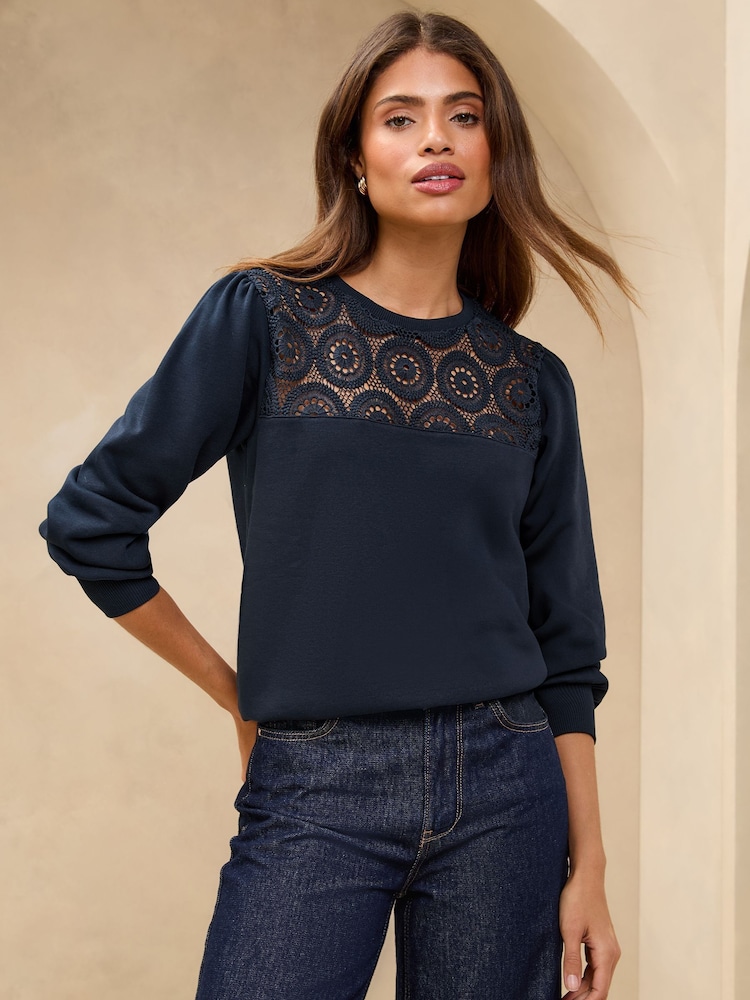 Lipsy Navy 1 Round Neck Sweatshirt - Image 1 of 4