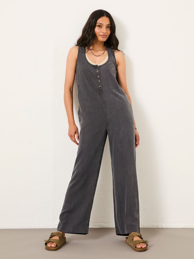 FatFace Tara Charcoal Grey Dungarees - Image 1 of 6
